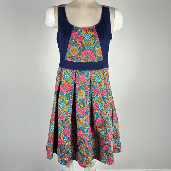 Just B Orange Blue Paisley Sleeveless Mini Flowy Party Dress S - Picture 1 of 11